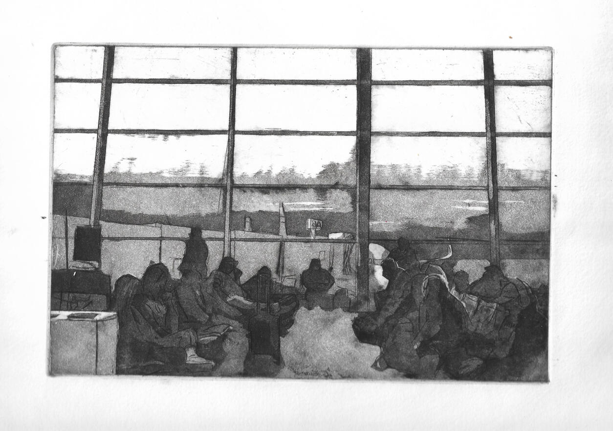 Layovers, Etching on Paper, 2020.