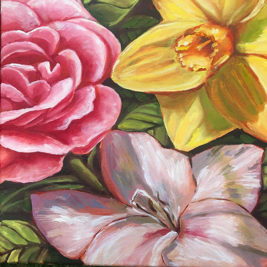 Birth Flowers, Oil on Canvas, 14", 2021.