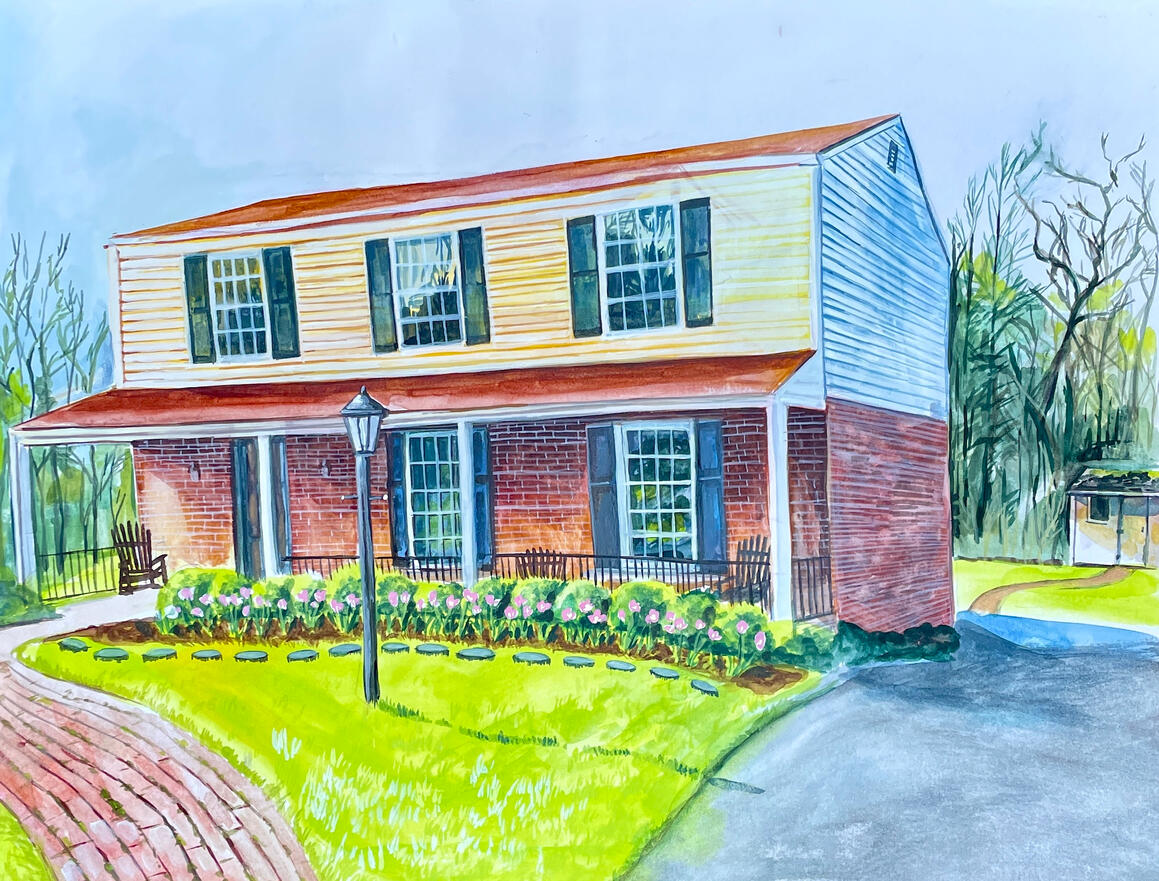 Rolling Farms Road, Gouache on Paper, 2023.